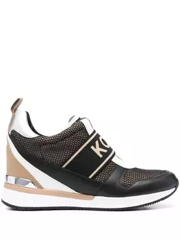 Michael Kors logo-strap wedge-heel sneakers, черный