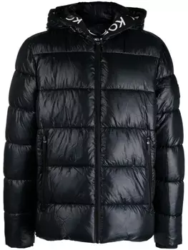 Michael Kors logo-tape hooded puffer jacket, черный