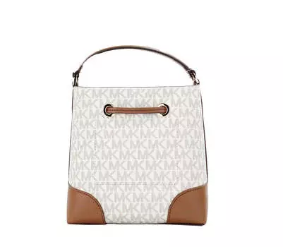 Michael Kors Mercer Маленькая женская кожаная сумка-ведро цвета слоновой кости через плечо, мультиколор