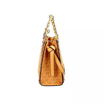Michael Kors Mina Маленькая женская сумка через плечо с поясом Cider Signature из ПВХ с инкрустацией цепочкой, мультиколор