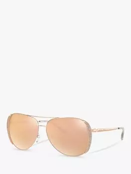 Michael Kors MK1082 Chelsea Glam Женские солнцезащитные очки-пилоты, розовое золото/розовое золото Flash