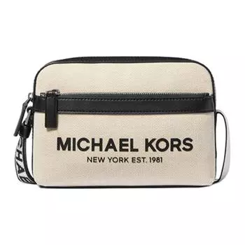 MICHAEL KORS Мужская сумка через плечо MK Cooper Canvas бежево-черного цвета