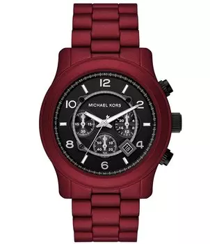 Michael Kors Мужские часы-хронограф с браслетом из нержавеющей стали с матовым покрытием красного цвета, красный