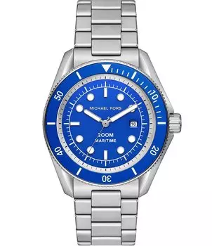 Michael Kors Мужские часы из нержавеющей стали с тремя стрелками и датой в морском серебре, серебро