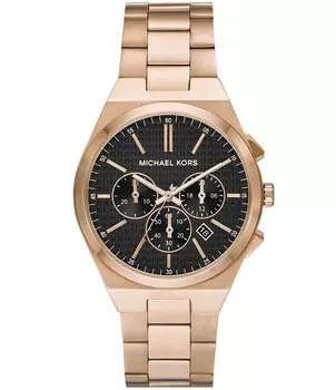 Michael Kors Мужские часы Lennox Chronograph Бежевого золотистого цвета с браслетом из нержавеющей стали, золотой