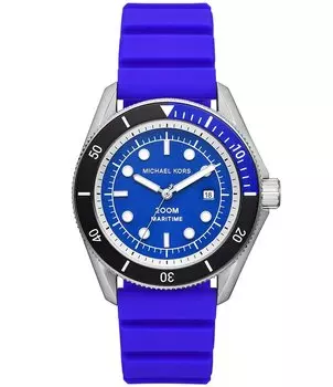 Michael Kors Мужские часы Maritime с тремя стрелками и датой, синий силиконовый ремешок, синий
