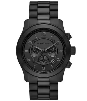 Michael Kors Мужские часы с хронографом для подиума, черный браслет из нержавеющей стали, черный
