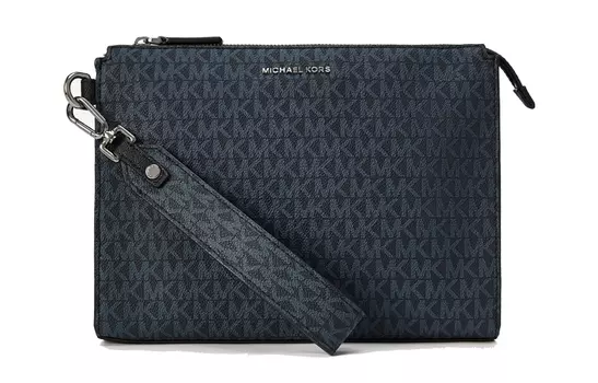 MICHAEL KORS Мужской клатч MK Cooper из искусственной кожи, среднего размера, цвет морской волны и черный