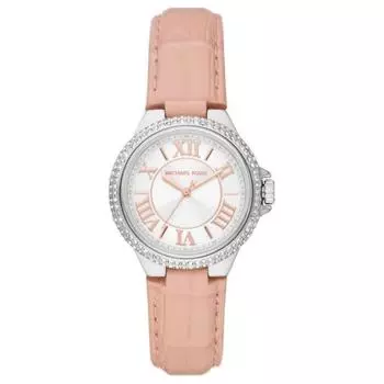 MICHAEL KORS Наручные часы Camille Collection с кварцевым механизмом, ремешком из натуральной кожи, 33 мм, белый циферблат, женские часы