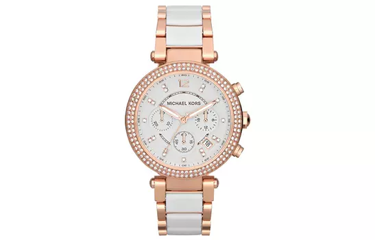 MICHAEL KORS Наручные часы PARKER Collection с кварцевым механизмом, ремешком из нержавеющей стали, 39 мм, белый циферблат, женские, MK5774
