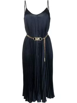 Michael Kors платье-комбинация со складками, синий