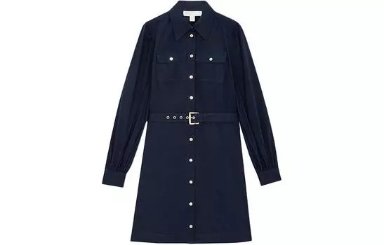 MICHAEL KORS Платье женское с длинными рукавами, темно-синее