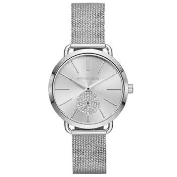 Michael Kors Portia MK3843 женские кварцевые часы серебристого тона 37 мм, серебряный