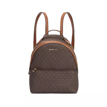 MICHAEL KORS Рюкзак из холста с покрытием, женский, коричневый, среднего размера