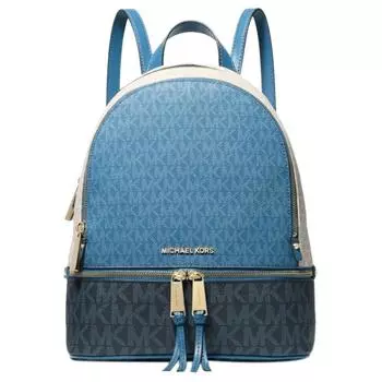 MICHAEL KORS Рюкзак Rhea Zip из искусственной кожи, женский, среднего размера, темно-синий и ванильно-белый
