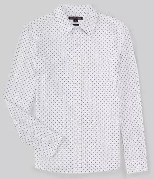 Michael Kors Slim Fit эластичная тканая рубашка с длинными рукавами, белый