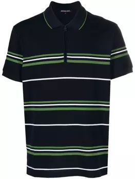 Michael Kors striped cotton blend polo shirt, синий