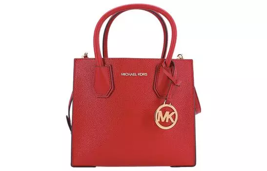 MICHAEL KORS Сумка-багажник Mercer Litchi Grain из коровьей кожи, сумка-мессенджер, сумка через плечо, женская, красная, Trumpets
