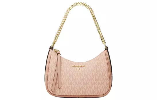 MICHAEL KORS Сумка-багет из холста с кожей через плечо, женская балетная сумка розового цвета