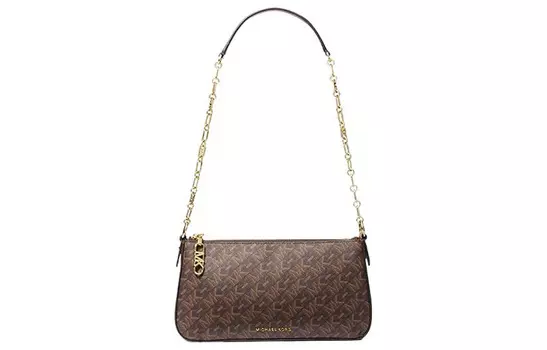 MICHAEL KORS Сумка-багет из искусственной кожи, через плечо, среднего размера, женская, темно-коричневого цвета