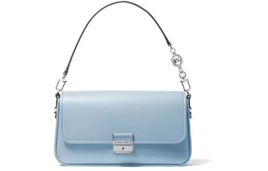 MICHAEL KORS Сумка-багет из кожи Bradshaw, женская, синяя, с цепочкой
