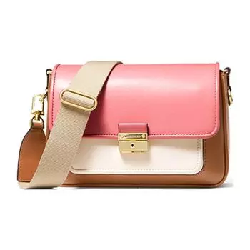 MICHAEL KORS Сумка Bradshaw из коровьей кожи, через плечо, среднего размера, женская, цвета "желудь" коричневого и розового цвета