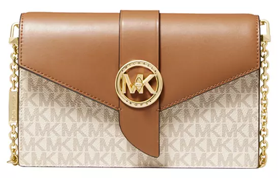 MICHAEL KORS Сумка-цепочка из искусственной кожи, маленькая женская, ванильно-белая и желто-коричневая