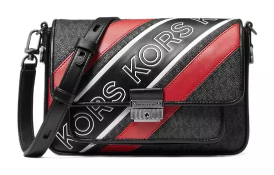 MICHAEL KORS Сумка через плечо Bradshaw Canvas, женская, среднего размера, черно-красная