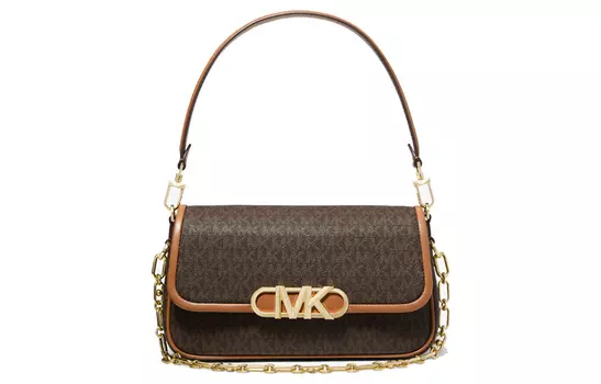 MICHAEL KORS Сумка через плечо Golden Lotus, женская, кожаная, среднего размера, темно-коричневого цвета