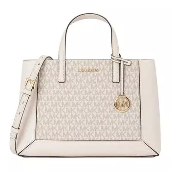 MICHAEL KORS Сумка через плечо из холщовой ткани с покрытием, сумка через плечо, женская среднего размера, ванильно-белая