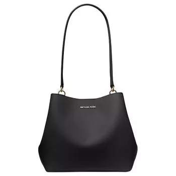 MICHAEL KORS Сумка через плечо из холщовой ткани с покрытием, женская, черного цвета, среднего размера