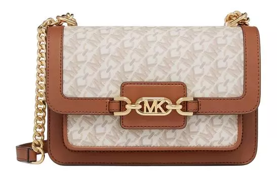 MICHAEL KORS Сумка через плечо из искусственной кожи, большого размера, женская, ванильно-белая и желудево-коричневая