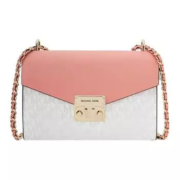 MICHAEL KORS Сумка через плечо из коровьей кожи, женская, белая, с арбузно-красными акцентами