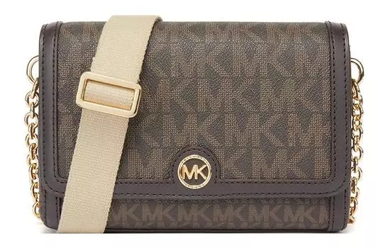 MICHAEL KORS Сумка через плечо из полиэстера с полиуретаном и холстом, женская, коричневого цвета