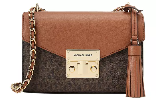 MICHAEL KORS Сумка через плечо из розовой кожи, маленькая женская, темно-коричневая и желудево-коричневая