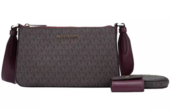 MICHAEL KORS Сумка через плечо Jet Set из ПВХ, маленькая, женская, коричневого и бордового цвета