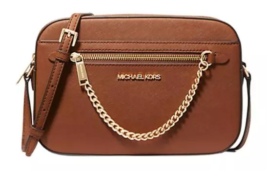MICHAEL KORS Сумка через плечо Jet Set из сафьяновой кожи, большого размера, женская, коричневого цвета