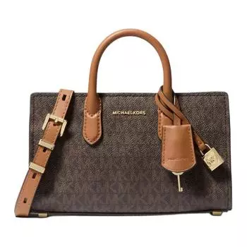 MICHAEL KORS Сумка через плечо, кожаная, очень маленькая, женская, темно-коричневого цвета