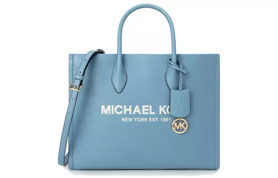 MICHAEL KORS Сумка через плечо Mirella из кожи, сумка-шоппер, сумка на плечо, женская сумка среднего размера, светло-голубого цвета