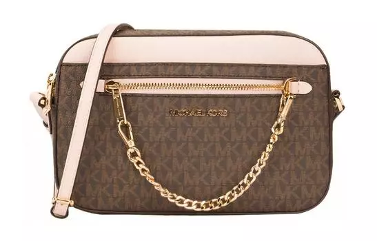MICHAEL KORS Сумка для фотоаппарата Jet Set из ПВХ-кожи, наплечная сумка, большая женская, розовая, желудево-коричневая, многоцветная