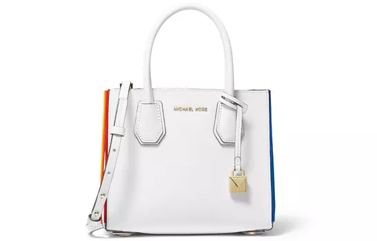 MICHAEL KORS Сумка-дорожная сумка из коровьей кожи Mercer, сумка через плечо, женская сумка среднего размера, белая
