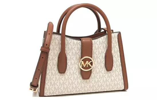 MICHAEL KORS Сумка Gabby из полиуретана на одно плечо, сумка через плечо, женская, цвет "ваниль", белый и коричневый