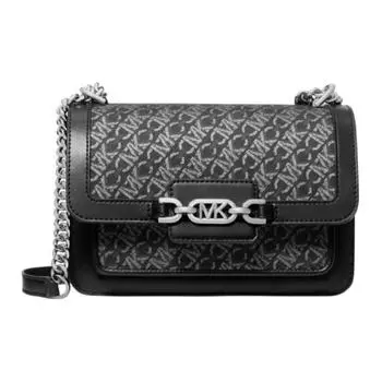 MICHAEL KORS Сумка Grayson из искусственной кожи, через плечо, большая женская, черно-серебристая