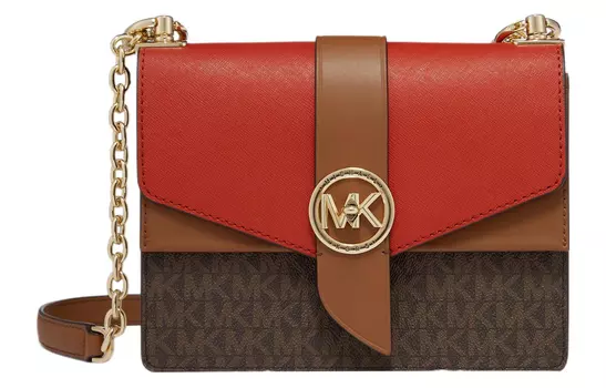 MICHAEL KORS Сумка Greenwich из искусственной кожи, сумка через плечо Trumpets, женская, красно-коричневая