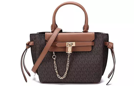 MICHAEL KORS Сумка Hamilton Legacy из коровьей кожи, женская, темно-коричневая/желто-коричневая, небольшого размера