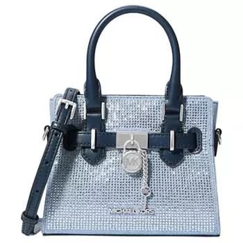 MICHAEL KORS Сумка Hamilton Series из моющегося денима, сумка через плечо, очень маленькая, женская, джинсовая, синяя