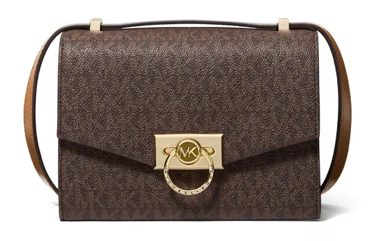 MICHAEL KORS Сумка Hendri из коровьей и искусственной кожи, женская, мини, темно-коричневые