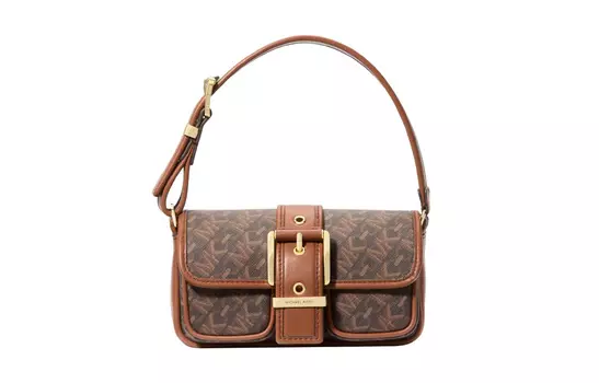 MICHAEL KORS Сумка из коровьей кожи с логотипом, очень маленькая, женская, темно-коричневого и желудь коричневого цветов