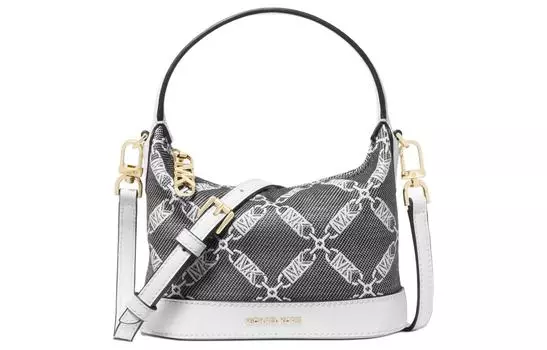 MICHAEL KORS Сумка из коровьей кожи с тканевой прокладкой, через плечо, маленькая женская, черно-белая
