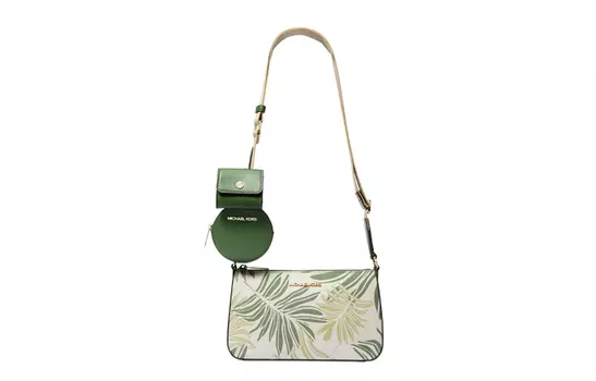 MICHAEL KORS Сумка Jet Set Travel из ткани/кожи, через плечо, маленькая женская, зеленая/розовая/черная